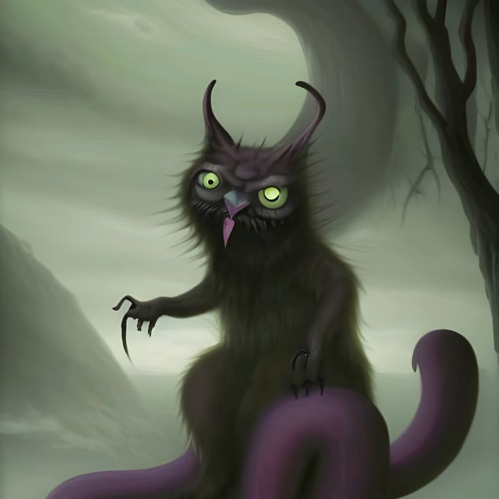 A painting of the cryptid Dire-Cat or Dire-were